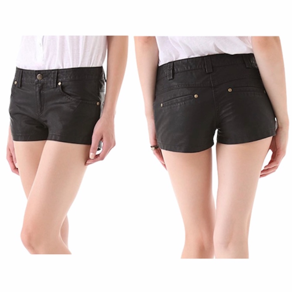 Free People black vegan leather shorts
